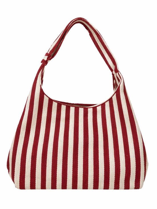 Handbags - Striped Red and Cream Shoulder Bag